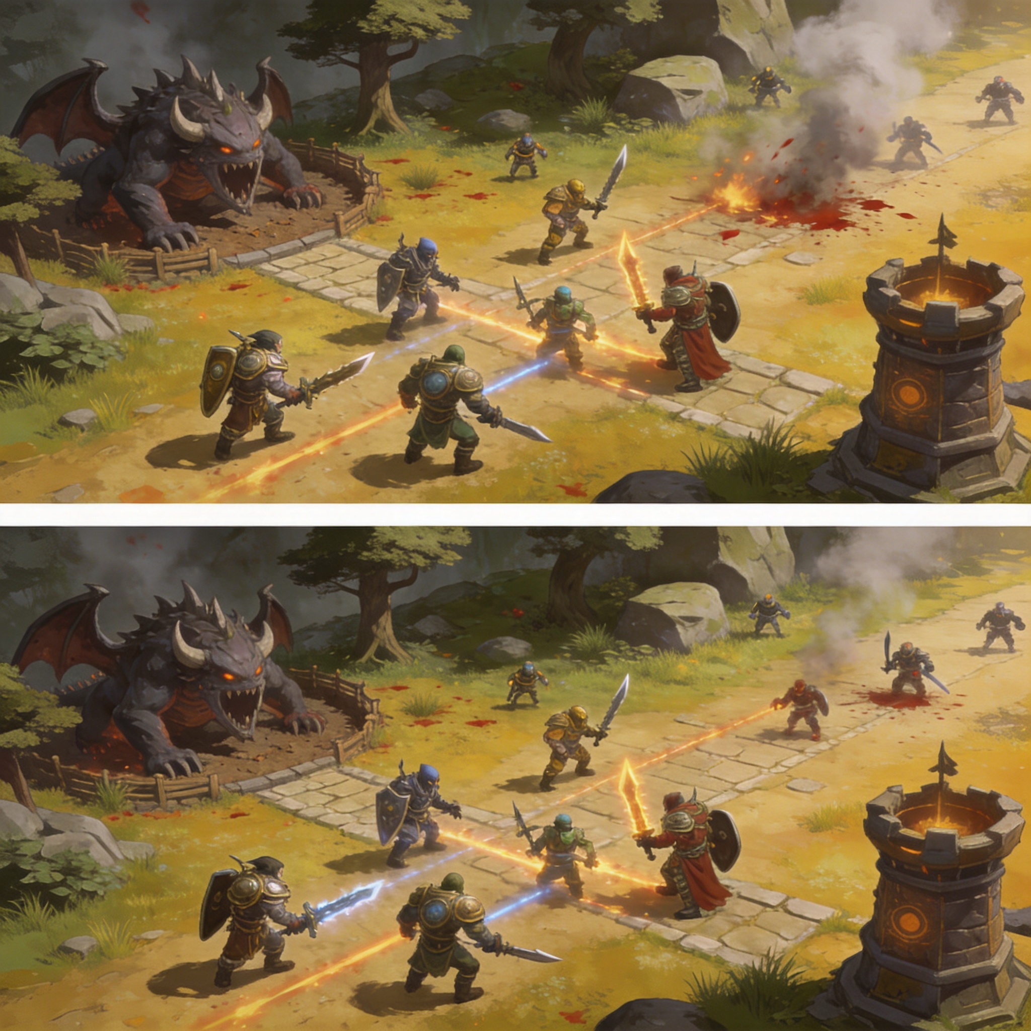 DOTA2 电竞比赛团战场景示意